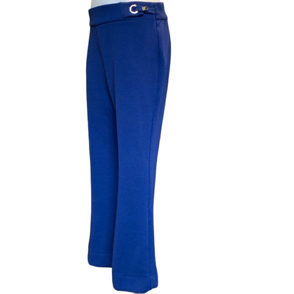 Chico's Flared Dress/Career‎ Pants  Grommet Accent Sz 1R/US 8R Blue #97E